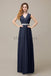 V-neck Chiffon Floor Length Bridesmaid Dresses