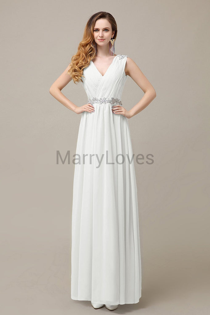 V-neck Chiffon Floor Length Bridesmaid Dresses