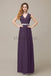 V-neck Chiffon Floor Length Bridesmaid Dresses