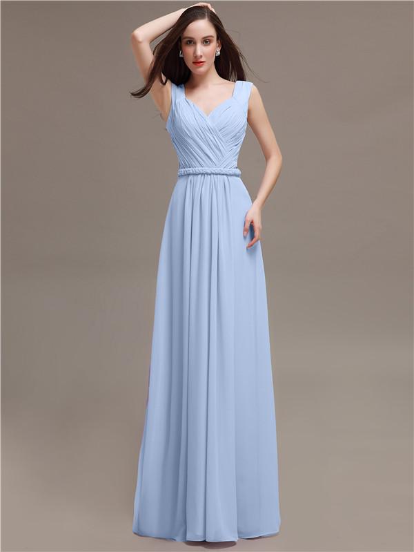 Straps Pleats Chiffon Bridesmaid Dresses