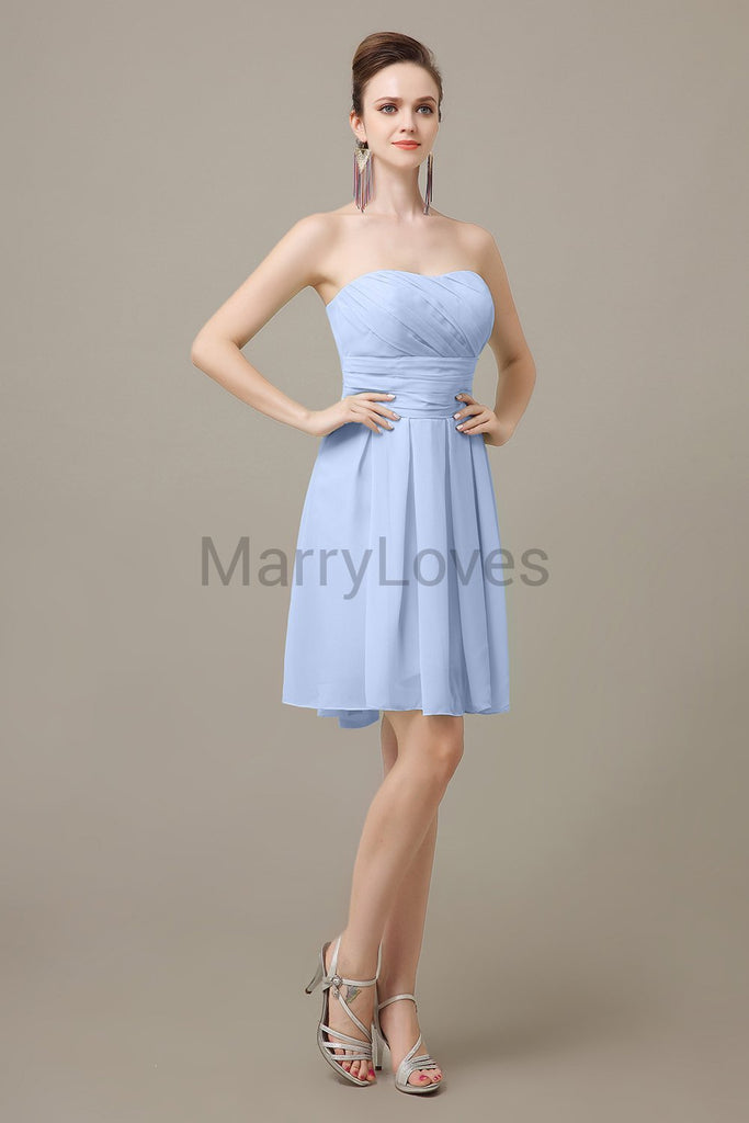 Strapless Pleats Sweetheart Bridesmaid Dresses