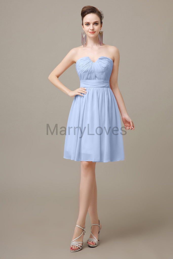 Sweetheart Neck Knee Length Chiffon Bridesmaid Dresses