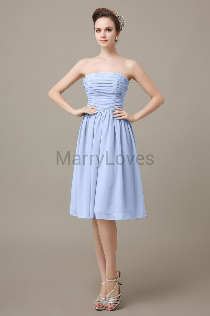 Strapless Pleats Short Bridesmaid Dresses