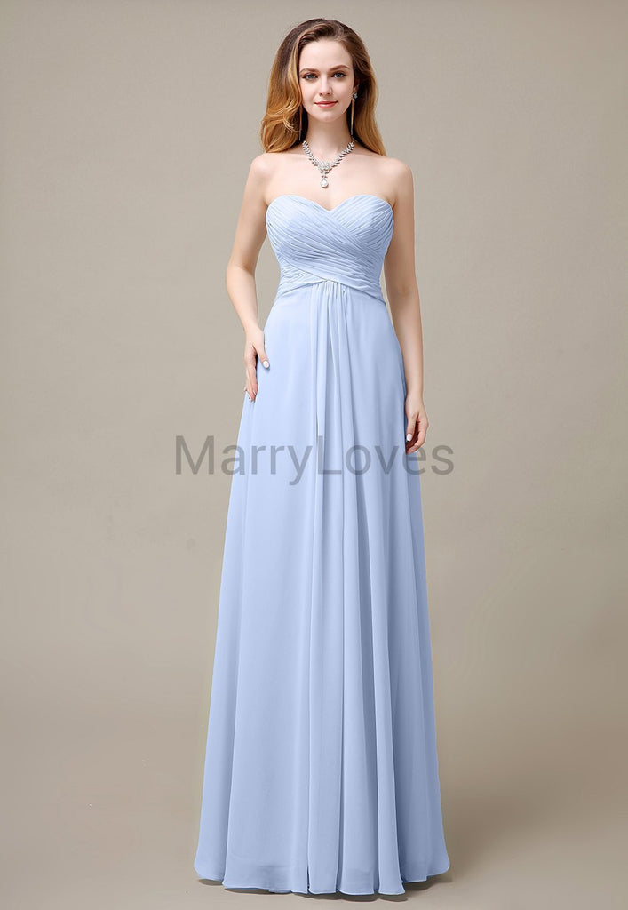 Cross-Pleated Chiffon Bridesmaid Dress with Sweetheart