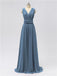 V Neck Chiffon Floor Length Bridesmaid Dresses