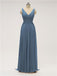 V Neck Chiffon Floor Length Bridesmaid Dresses