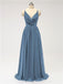 V Neck Chiffon Floor Length Bridesmaid Dresses