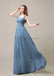 Square Neck Pleats Floor Length Bridesmaid Dresses