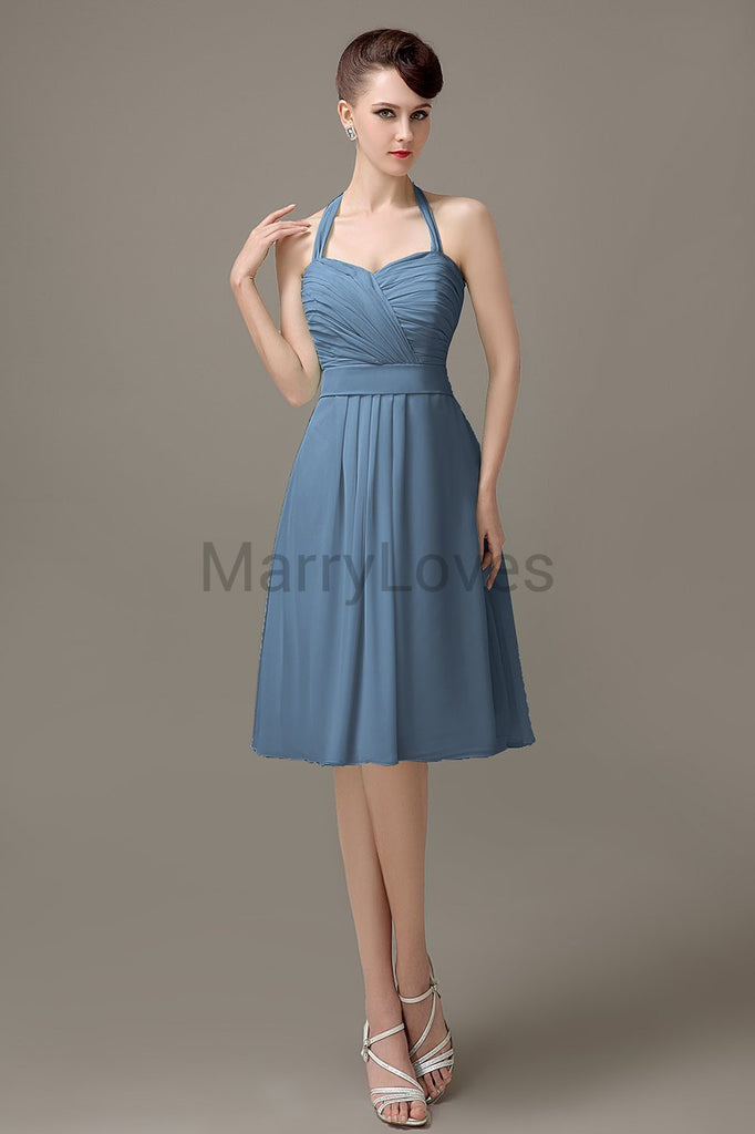 Halter Chiffon Short Bridesmaid Dresses