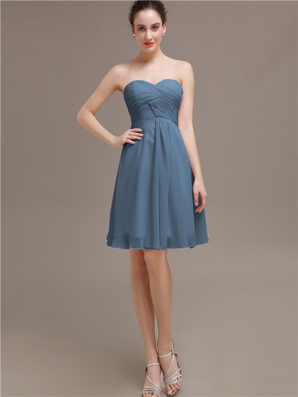 Sweetheart Pleats Chiffon Bridesmaid Dresses