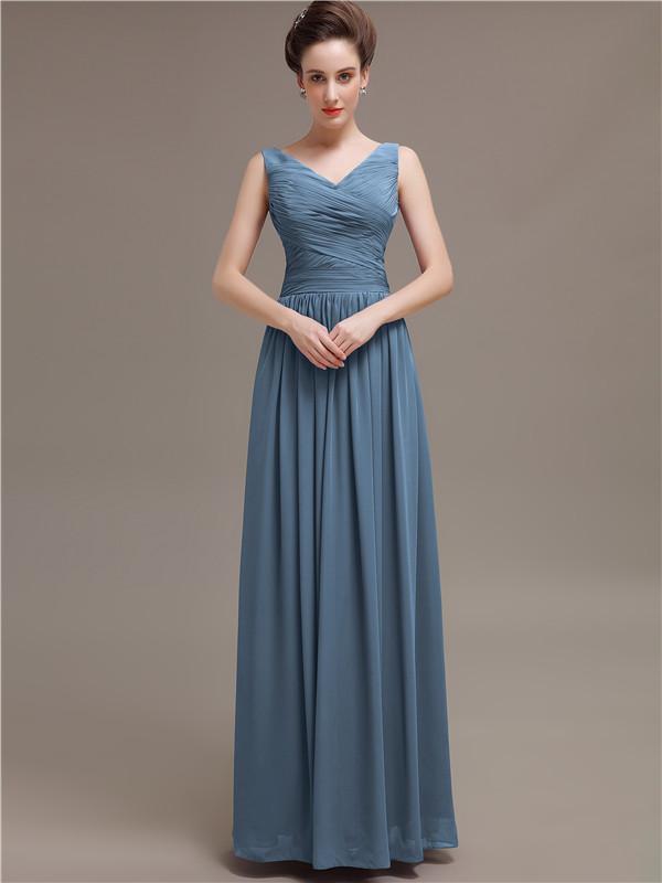 V-Neck Pleats Chiffon Bridesmaid Dresses