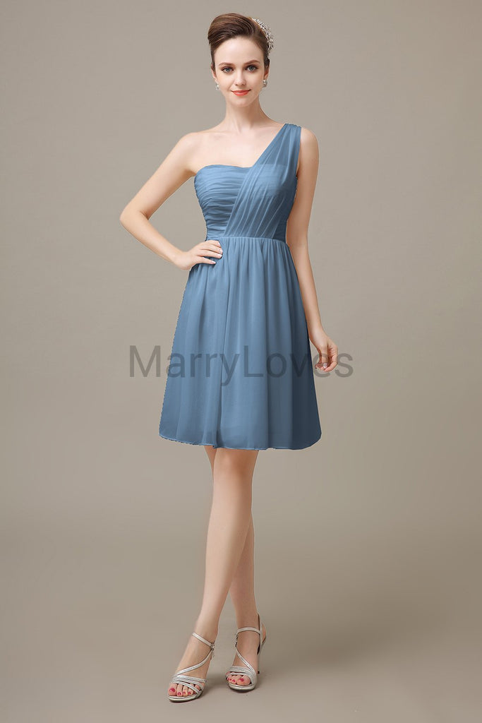 One shoulder Pleats Chiffon Bridesmaid Dresses