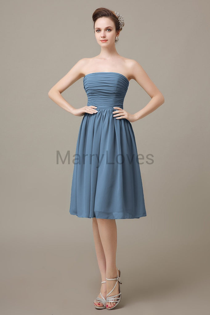 Strapless Pleats Short Bridesmaid Dresses