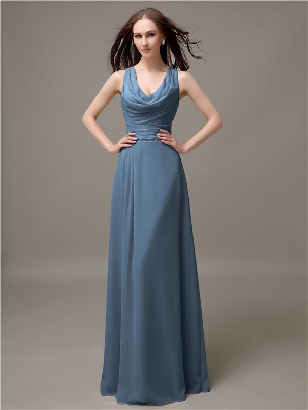 A-line Jewel Neck Floor-length Bridesmaid Dresses