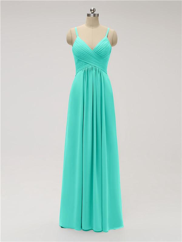 Spaghetti Strap Chiffon Floor Length Bridesmaid Dresses