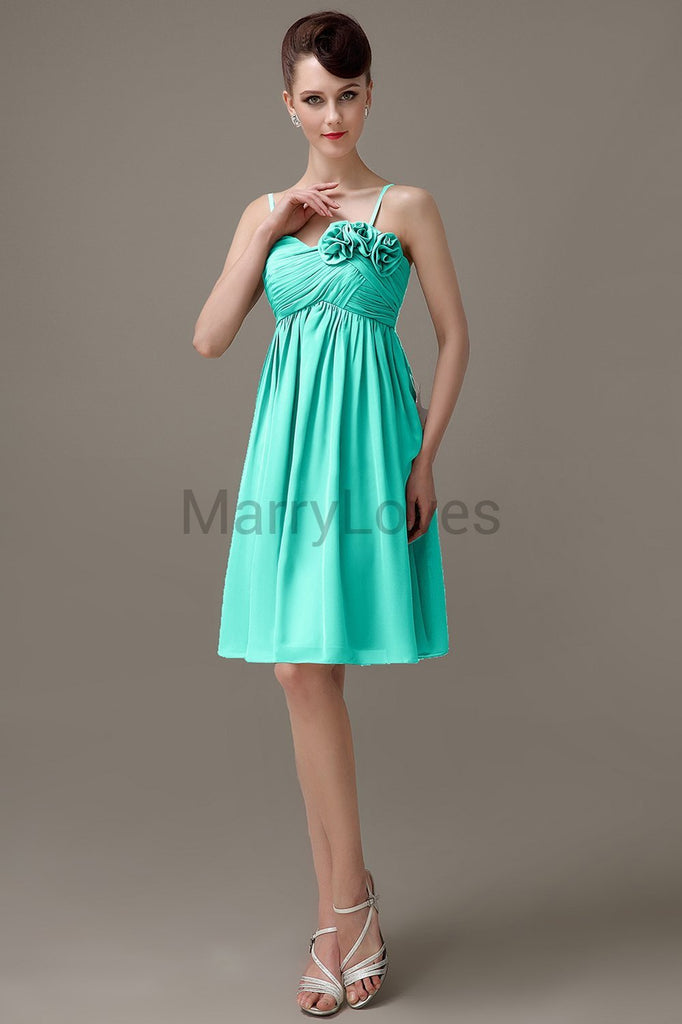 Spaghetti Strap Chiffon Short Bridesmaid Dresses