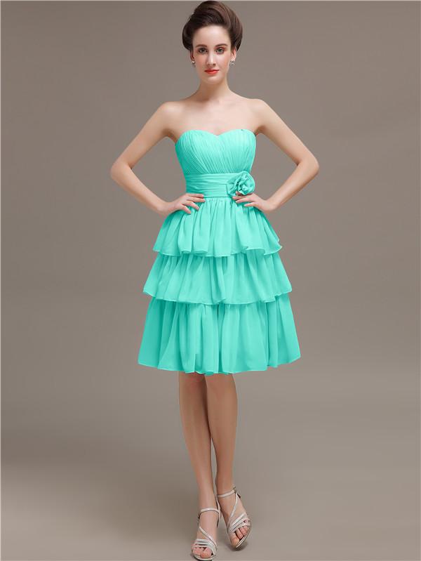 Sweetheart Pleats Short Bridesmaid Dresses