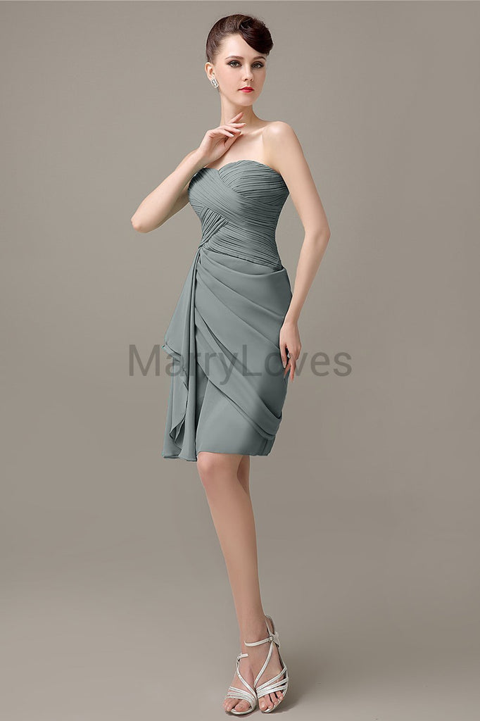 Sweetheart Chiffon Short Bridesmaid Dresses