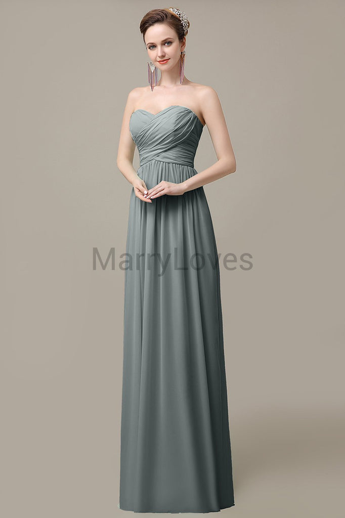 Sweetheart Chiffon Long Bridesmaid Dresses