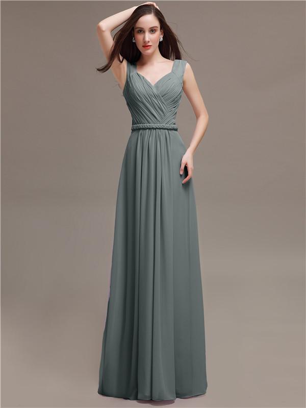 Straps Pleats Chiffon Bridesmaid Dresses