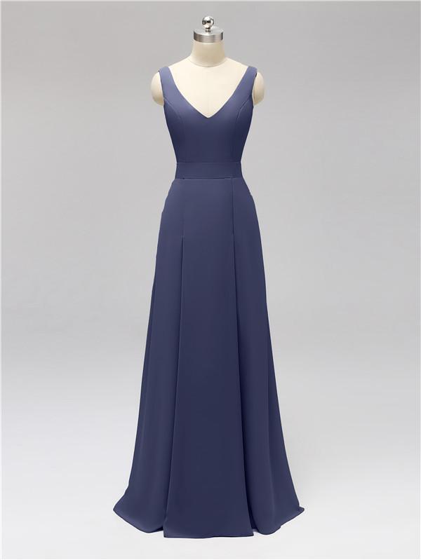 V Neck Floor Length Bridesmaid Dresses