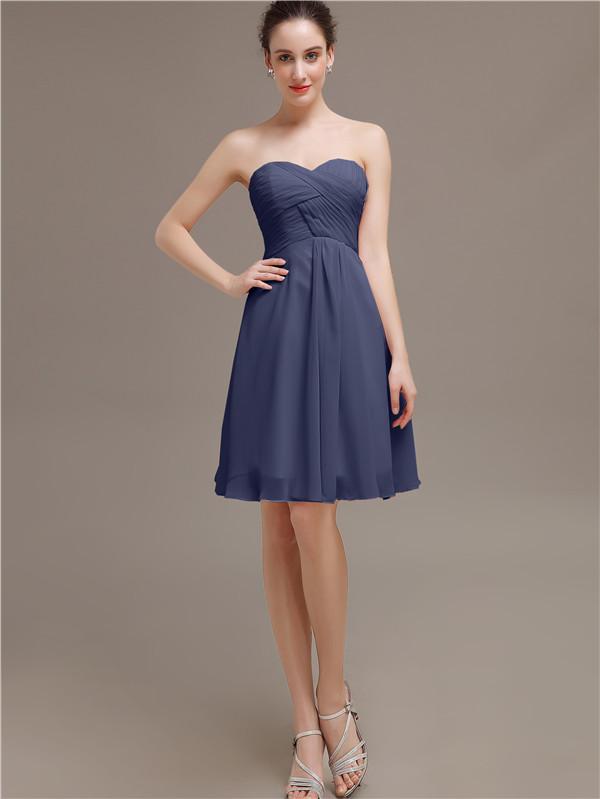 Sweetheart Pleats Chiffon Bridesmaid Dresses