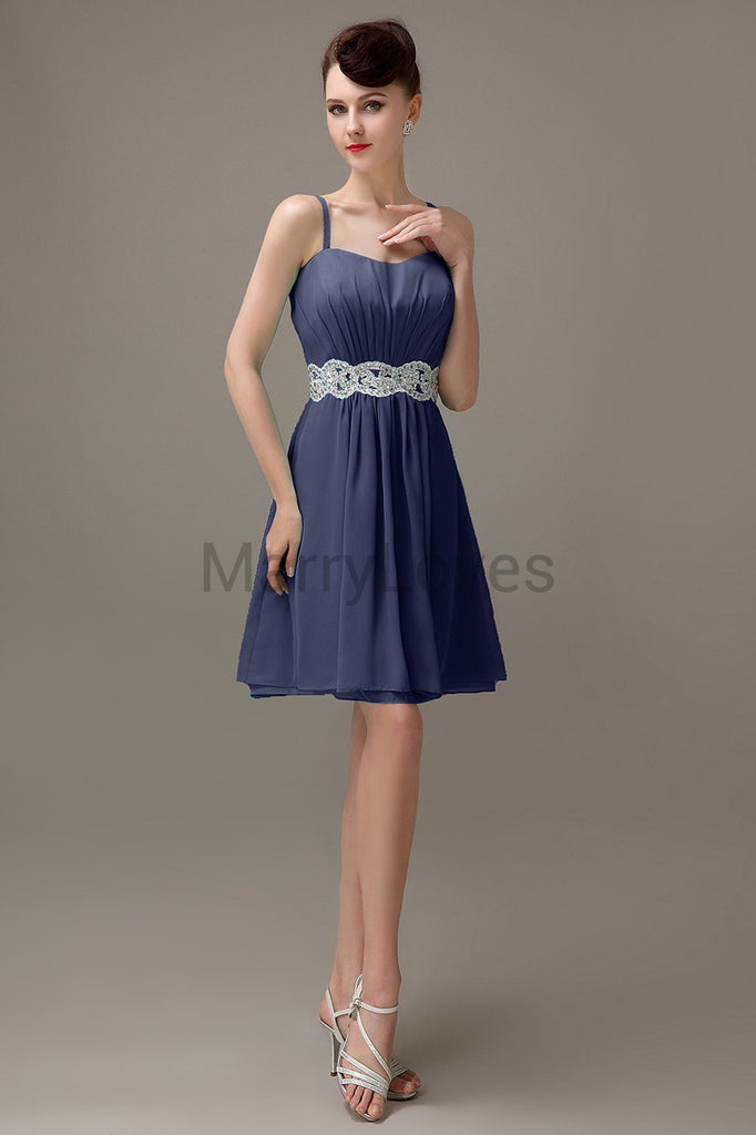 Spaghetti Strap Chiffon Short Bridesmaid Dresses