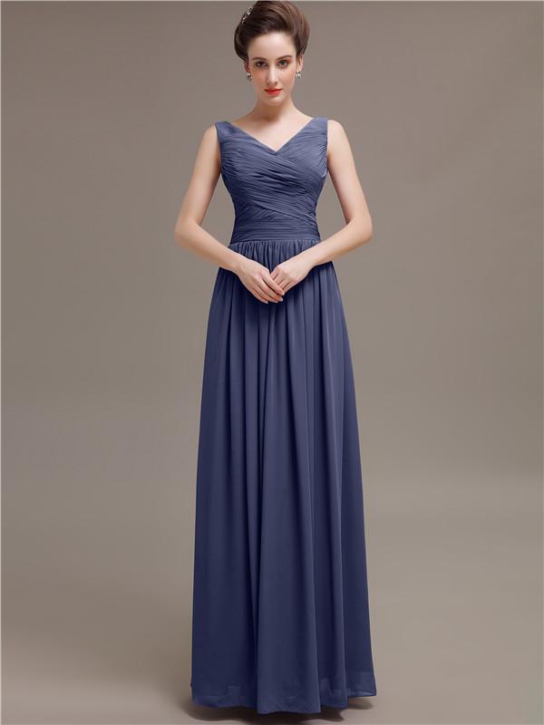 V-Neck Pleats Chiffon Bridesmaid Dresses