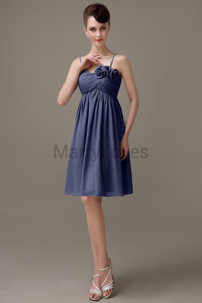 Spaghetti Strap Chiffon Short Bridesmaid Dresses