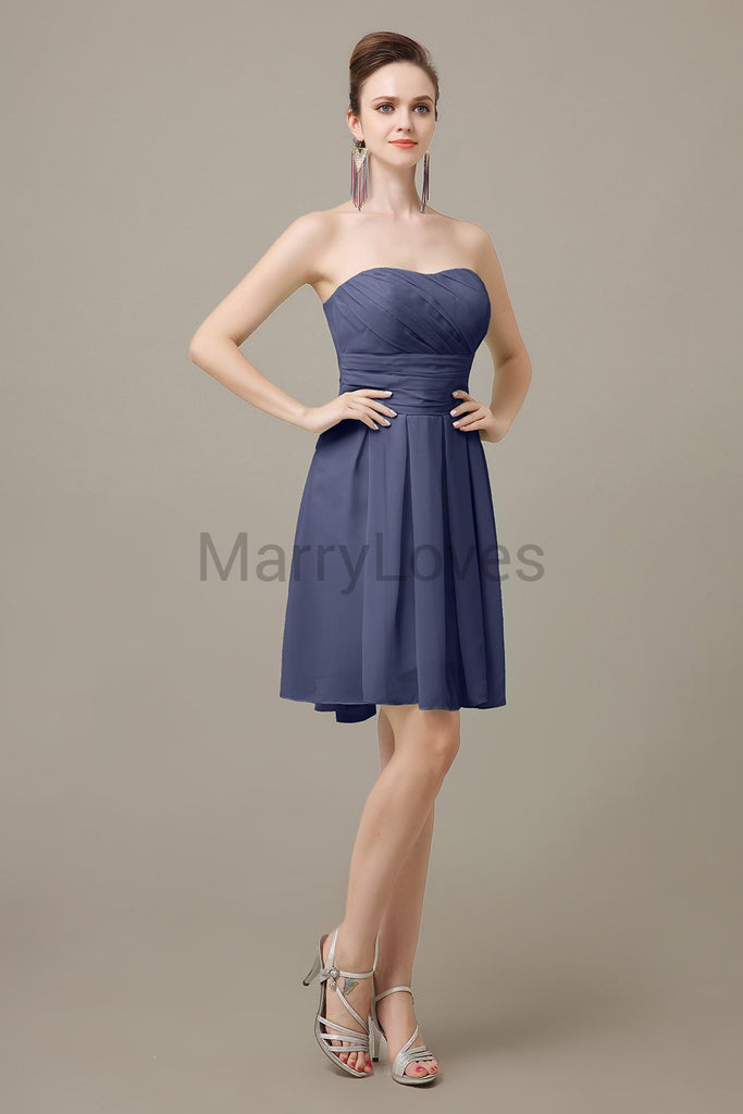 Strapless Pleats Sweetheart Bridesmaid Dresses