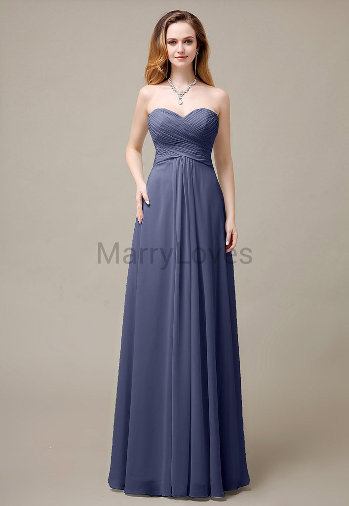 Cross-Pleated Chiffon Bridesmaid Dress with Sweetheart