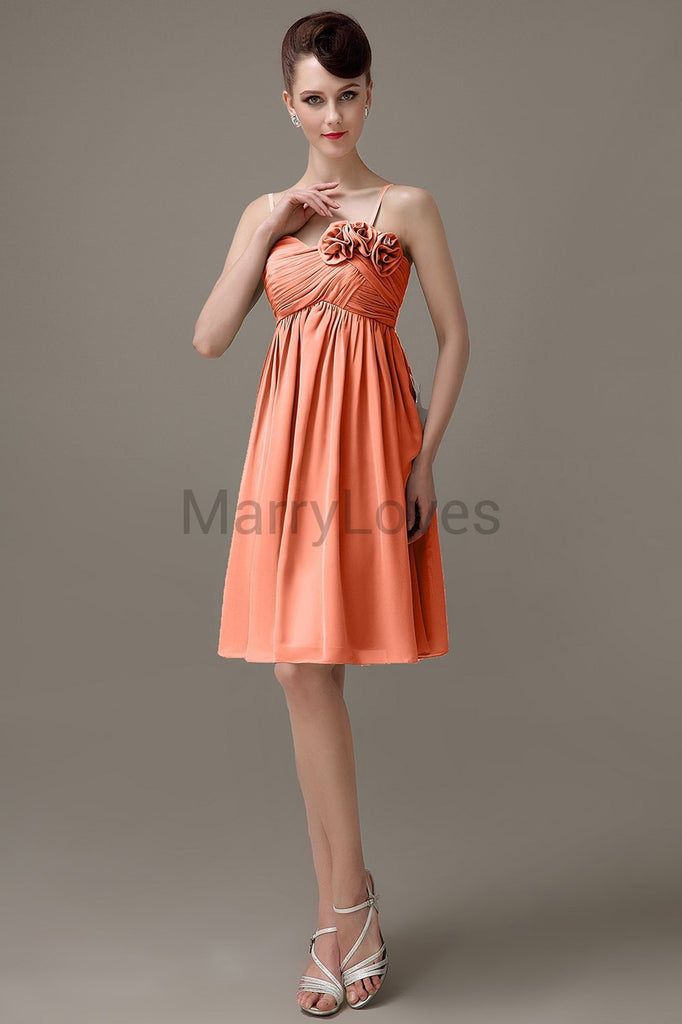 Spaghetti Strap Chiffon Short Bridesmaid Dresses