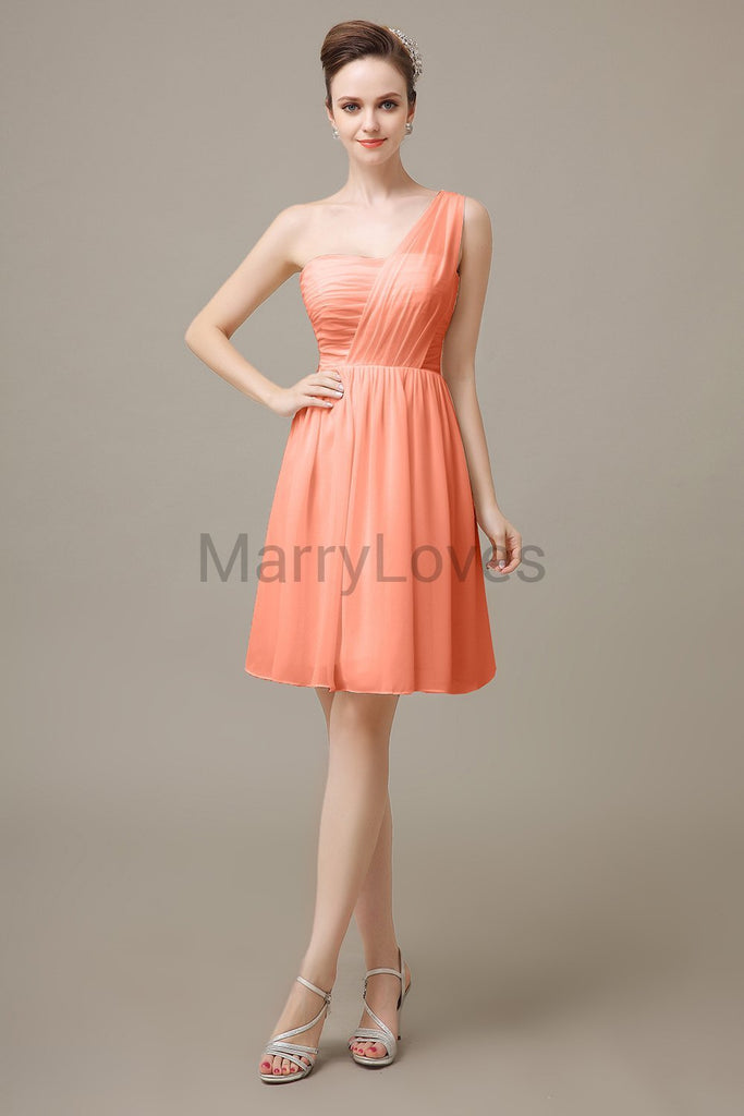 One shoulder Pleats Chiffon Bridesmaid Dresses