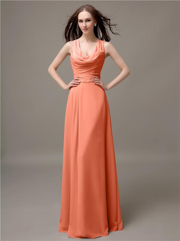 A-line Jewel Neck Floor-length Bridesmaid Dresses