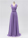 V Neck Chiffon Floor Length Bridesmaid Dresses