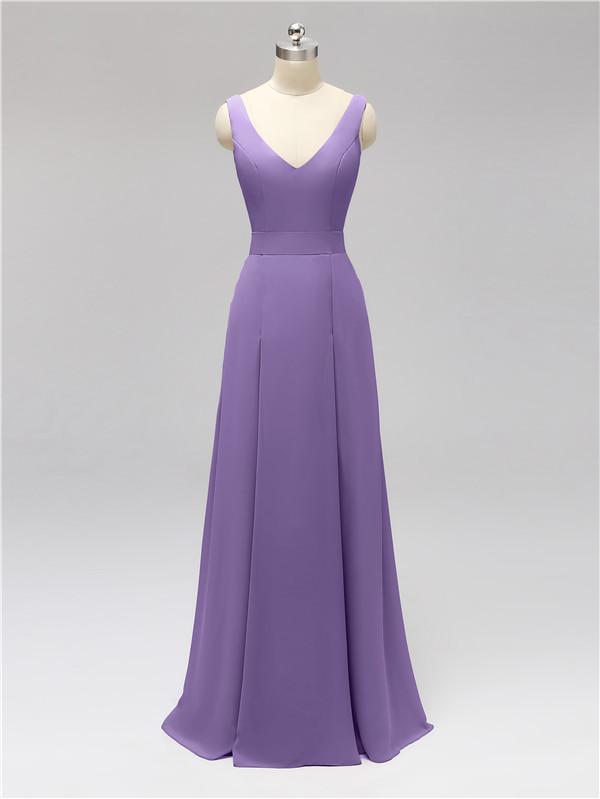 V Neck Floor Length Bridesmaid Dresses