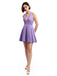 Halter V-neck Short Satin Bridesmaid Dresses