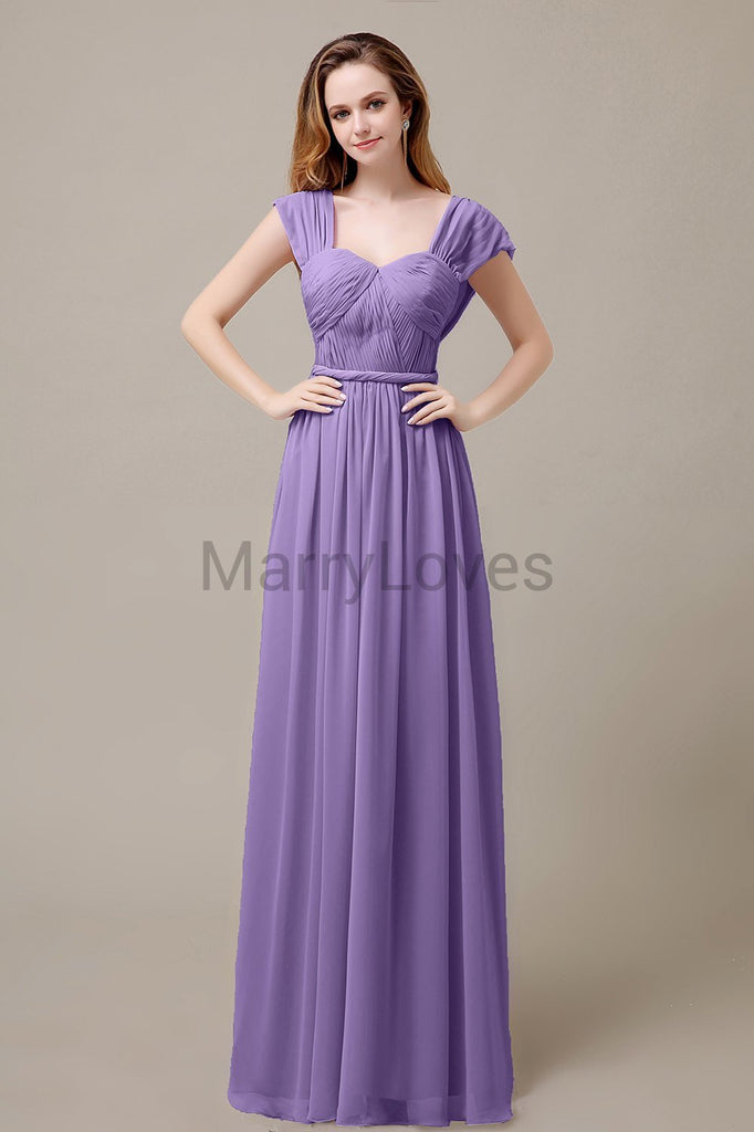 Floor Length Chiffon Bridesmaid Dresses with Pleated