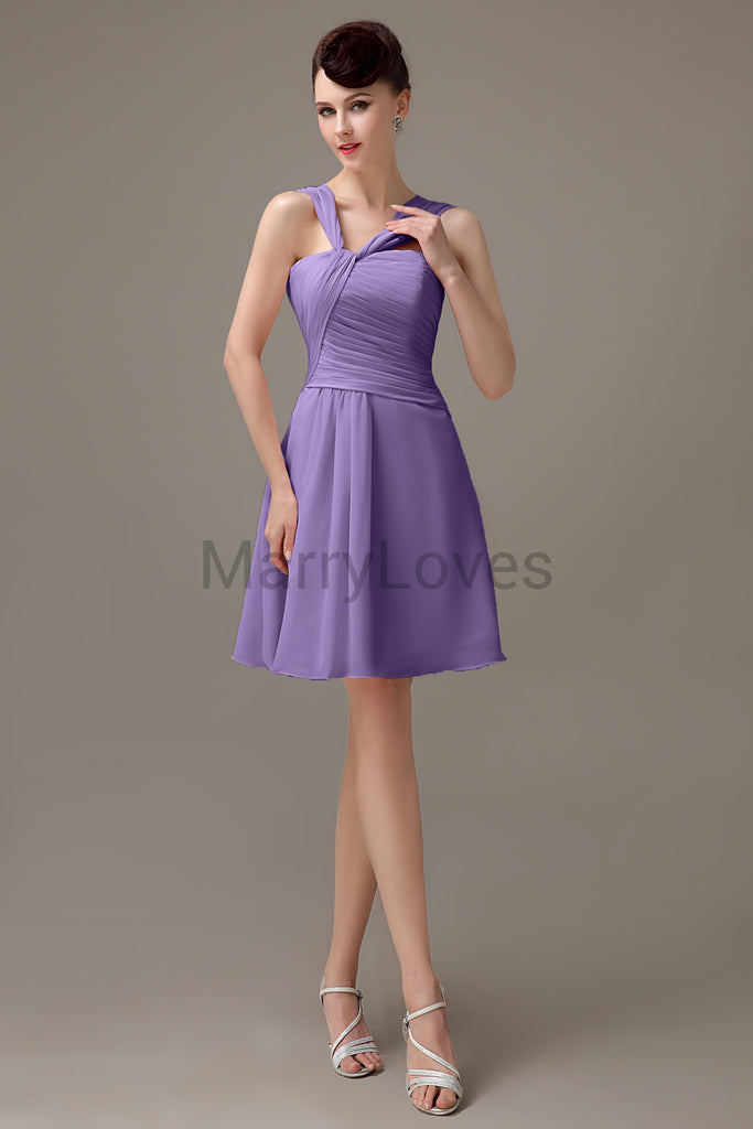 Cross Neck Chiffon Bridesmaid Dresses