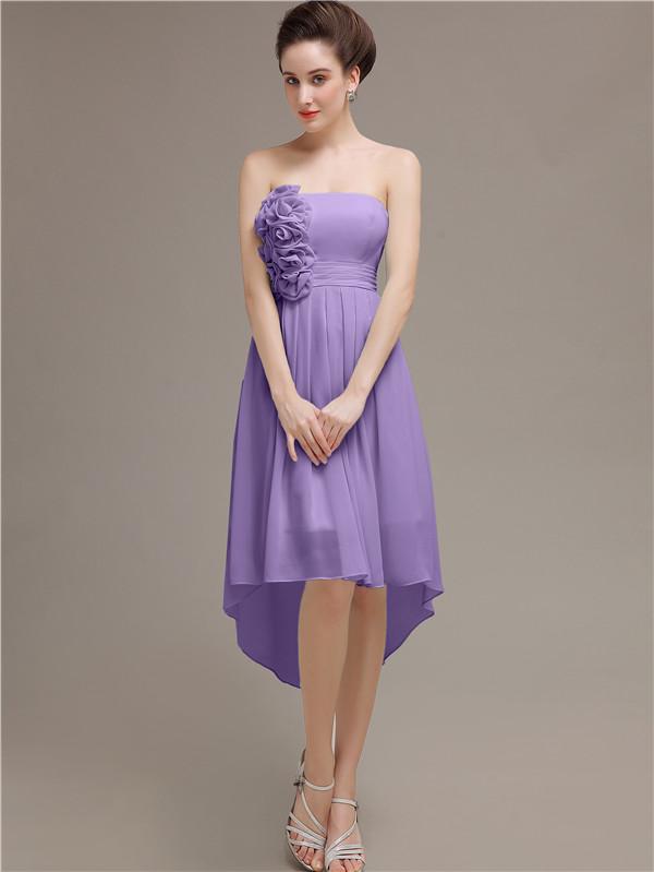 Strapless High Low Chiffon Bridesmaid Dresses