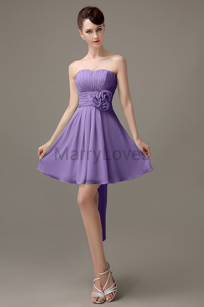 Strapless Pleats Chiffon Bridesmaid Dresses