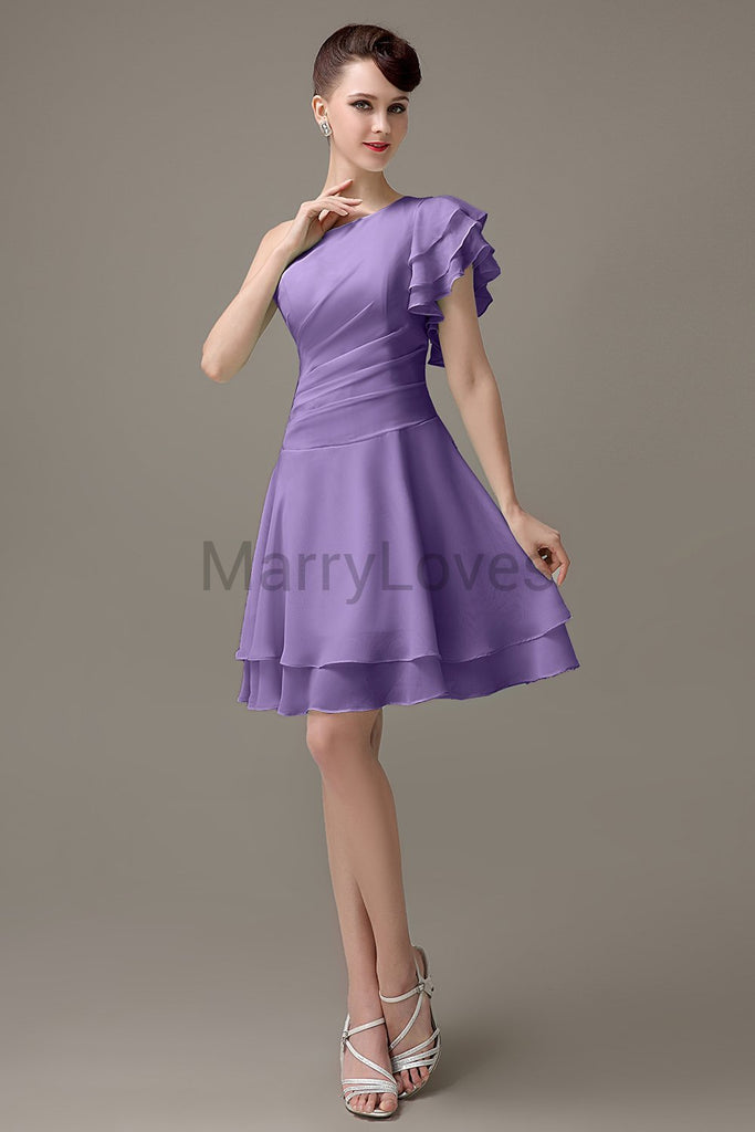 One Shoulder Ruffles Bridesmaid Dresses