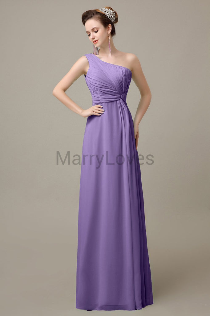 One Shoulder Long Chiffon Bridesmaid Dresses