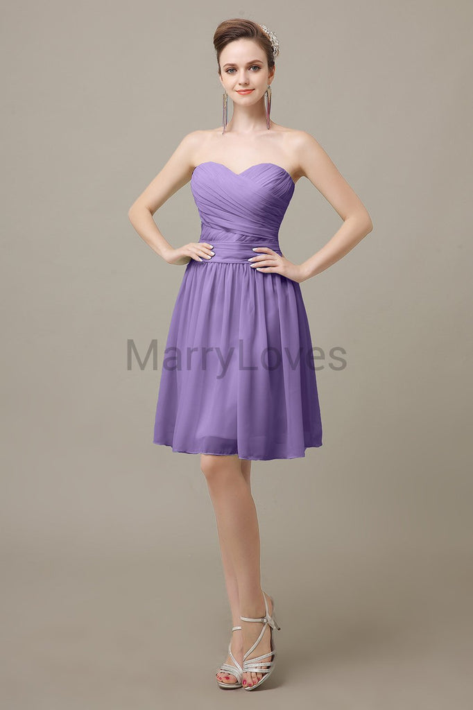 Sweetheart Short Chiffon Bridesmaid Dresses