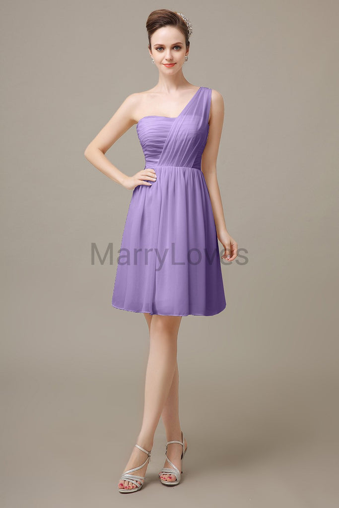 One shoulder Pleats Chiffon Bridesmaid Dresses