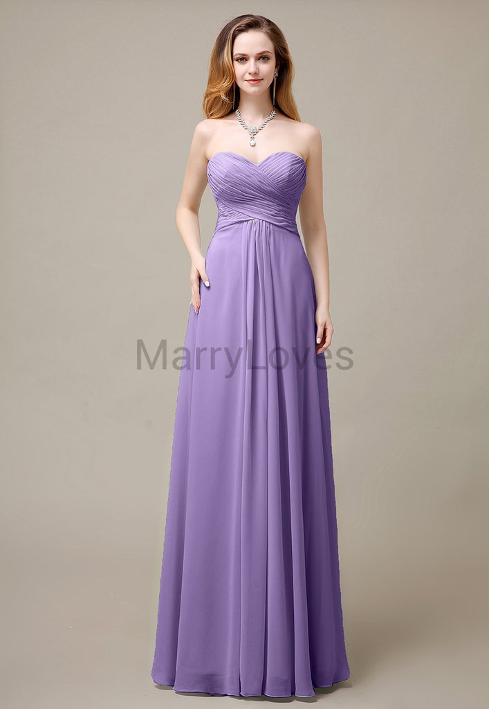 Cross-Pleated Chiffon Bridesmaid Dress with Sweetheart