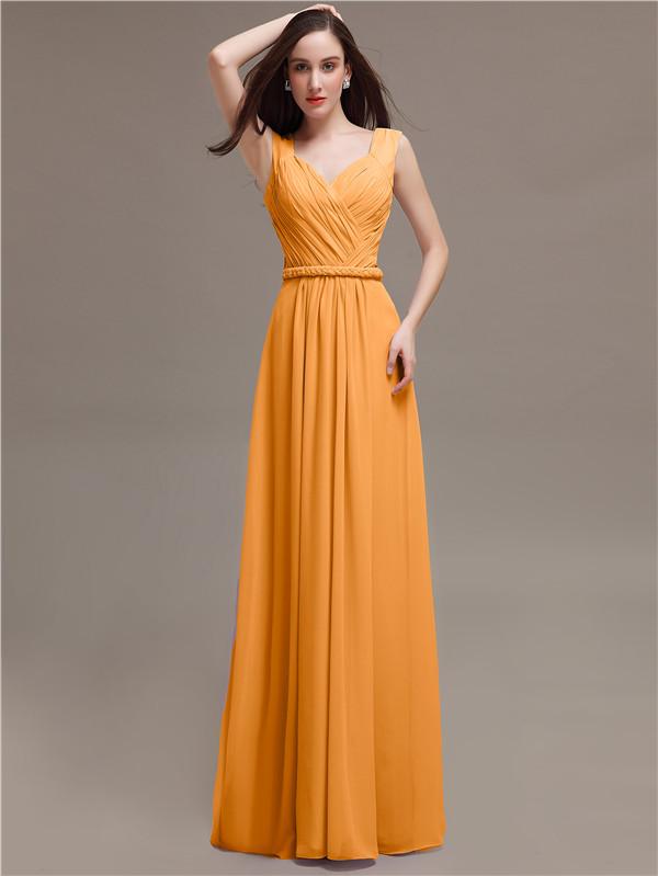 Straps Pleats Chiffon Bridesmaid Dresses