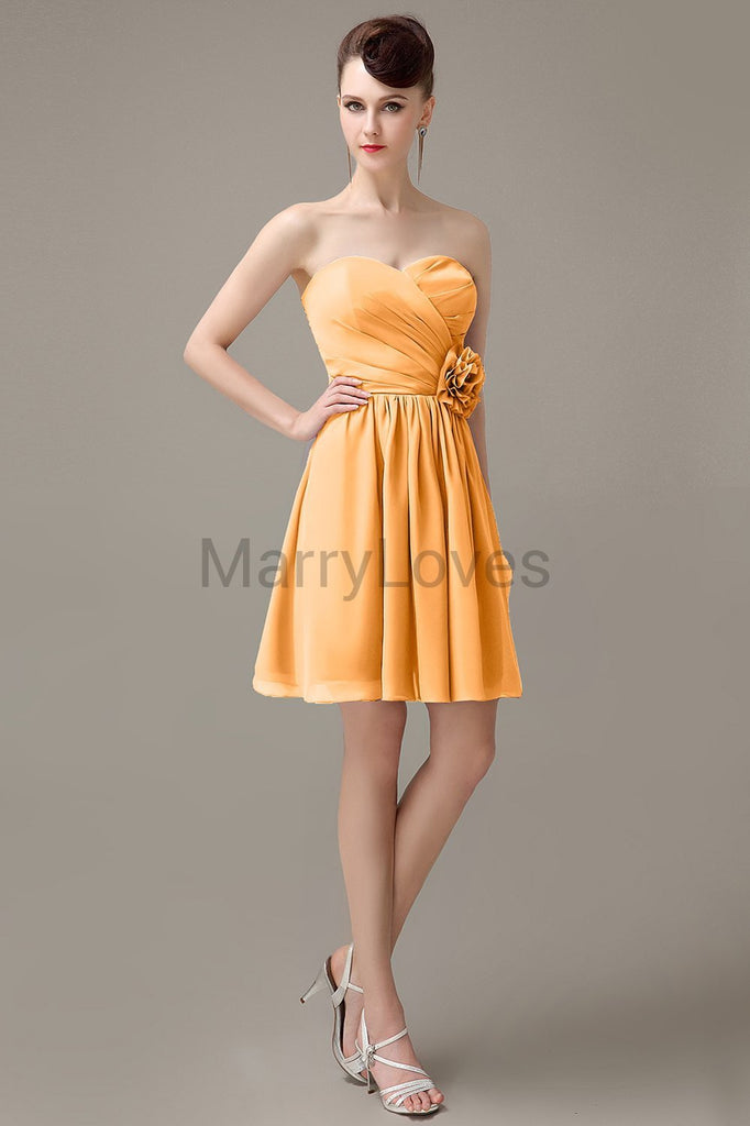 Sweetheart Chiffon Short Bridesmaid Dresses