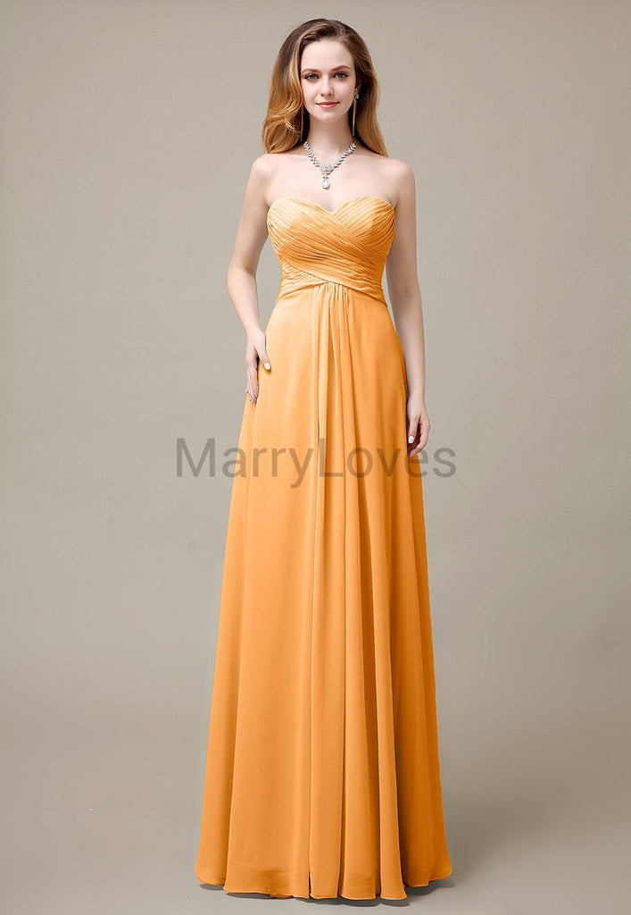 Cross-Pleated Chiffon Bridesmaid Dress with Sweetheart