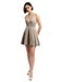 Halter V-neck Short Satin Bridesmaid Dresses